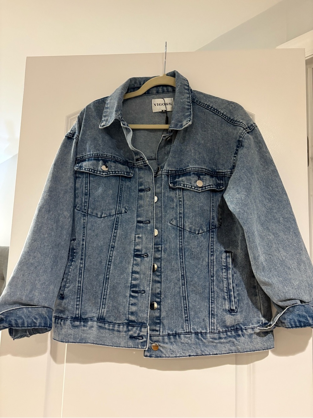 Vigoss Medium Wash Denim Jacket in Pale Blue